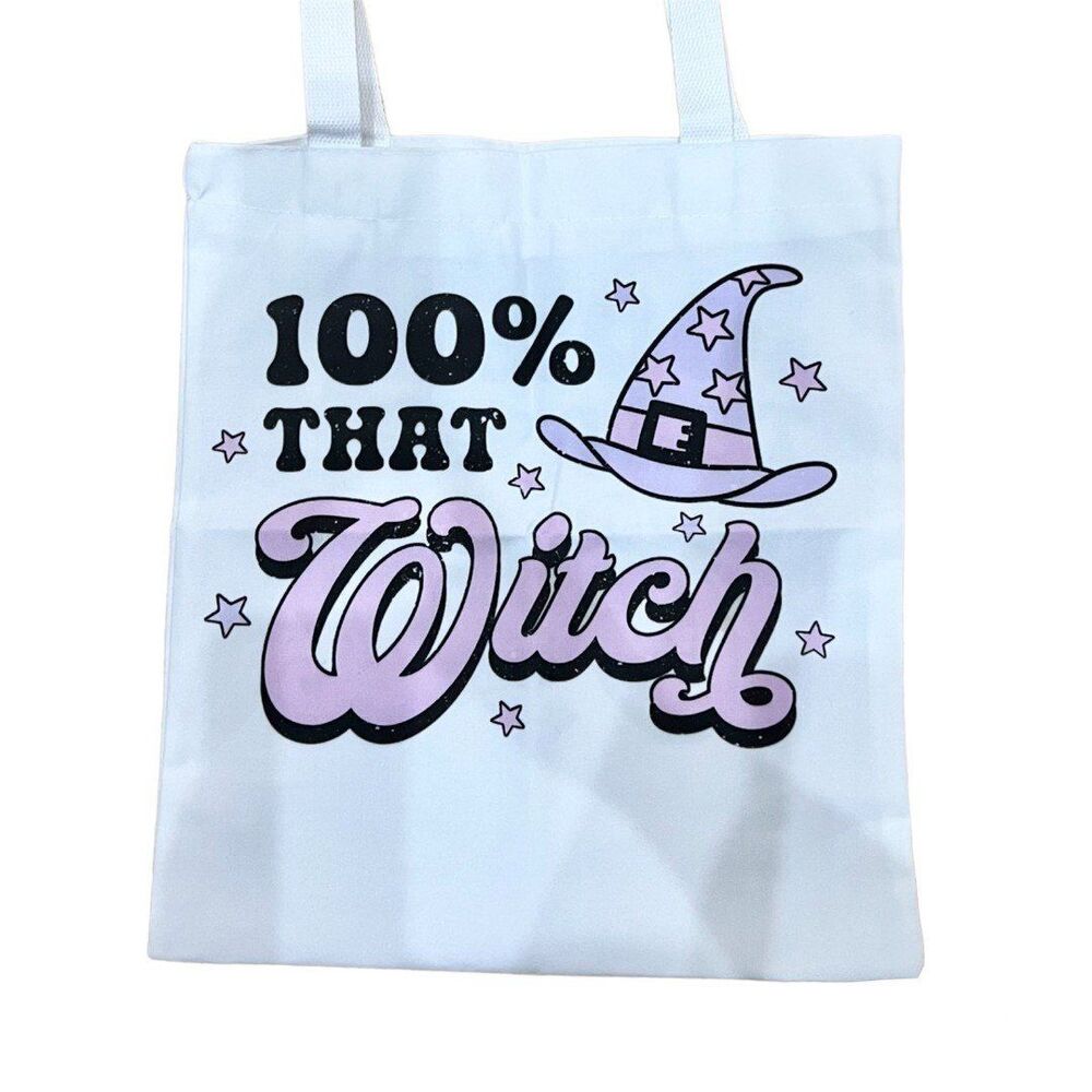 100% That Witch Canvas Tote Bag Handmade